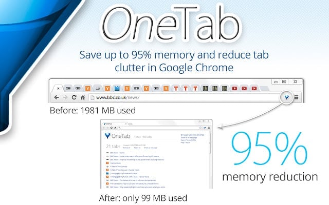 OneTab Google extension for teachers