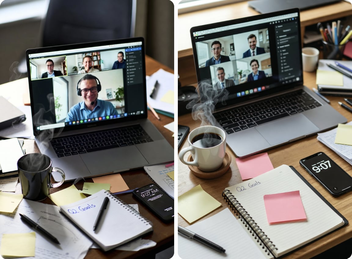 Grok's successful 2026 image generation, providing two realistic office scenes that perfectly match the prompt's specifications.