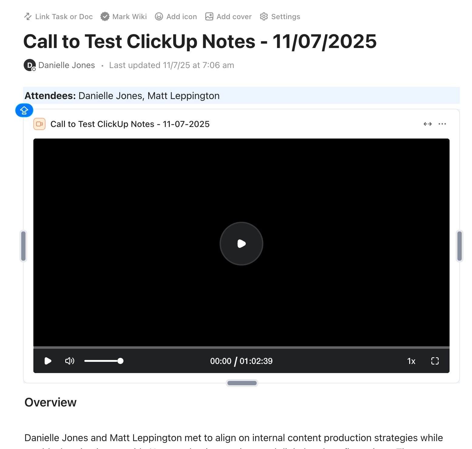 ClickUp Meeting Notes
