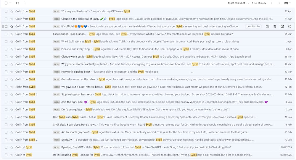 Collin from Sybill clogging up my inbox