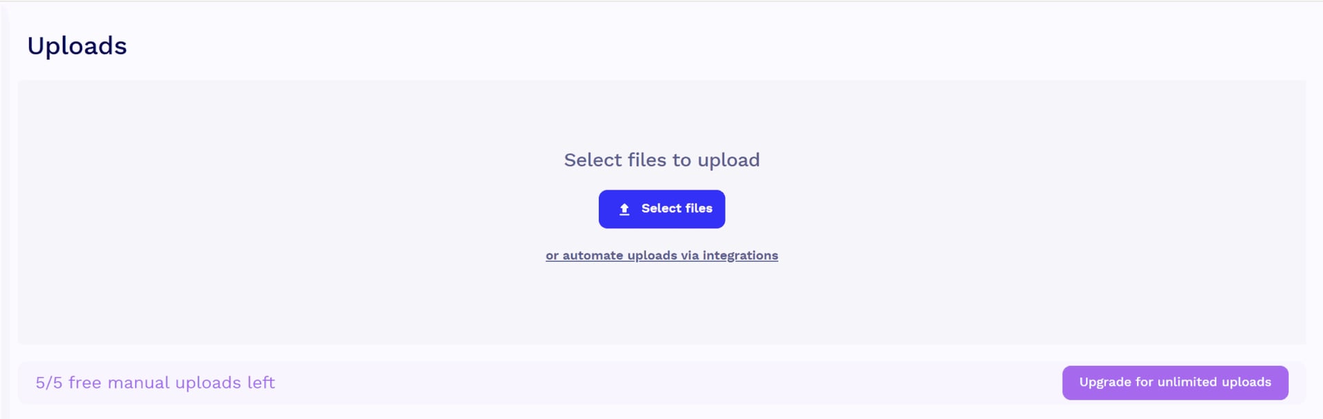 tl;dv Uploads page