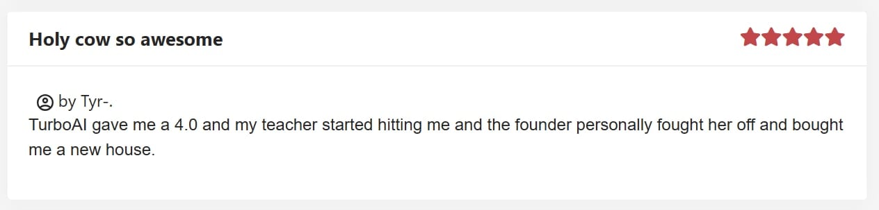 Turbo AI weird review.