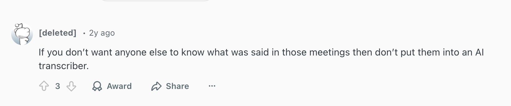 AI and privacy quote from reddit