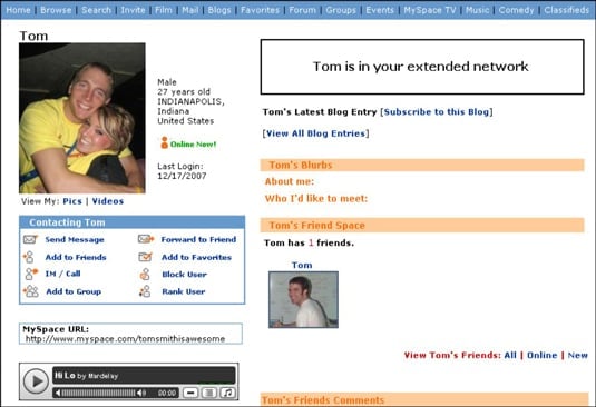 Неудобный UX-дизайн Myspace