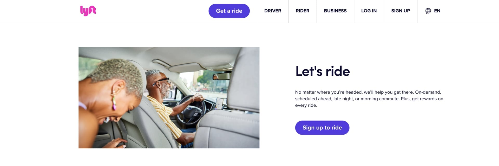 Image from Lyft's homepage which is partnered with Anthropic for Agentic AI support