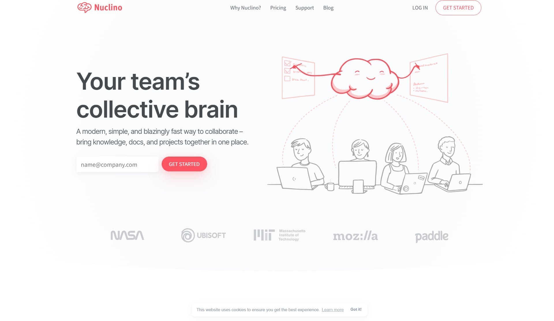 Página de Nuclino: El cerebro colectivo de su equipo