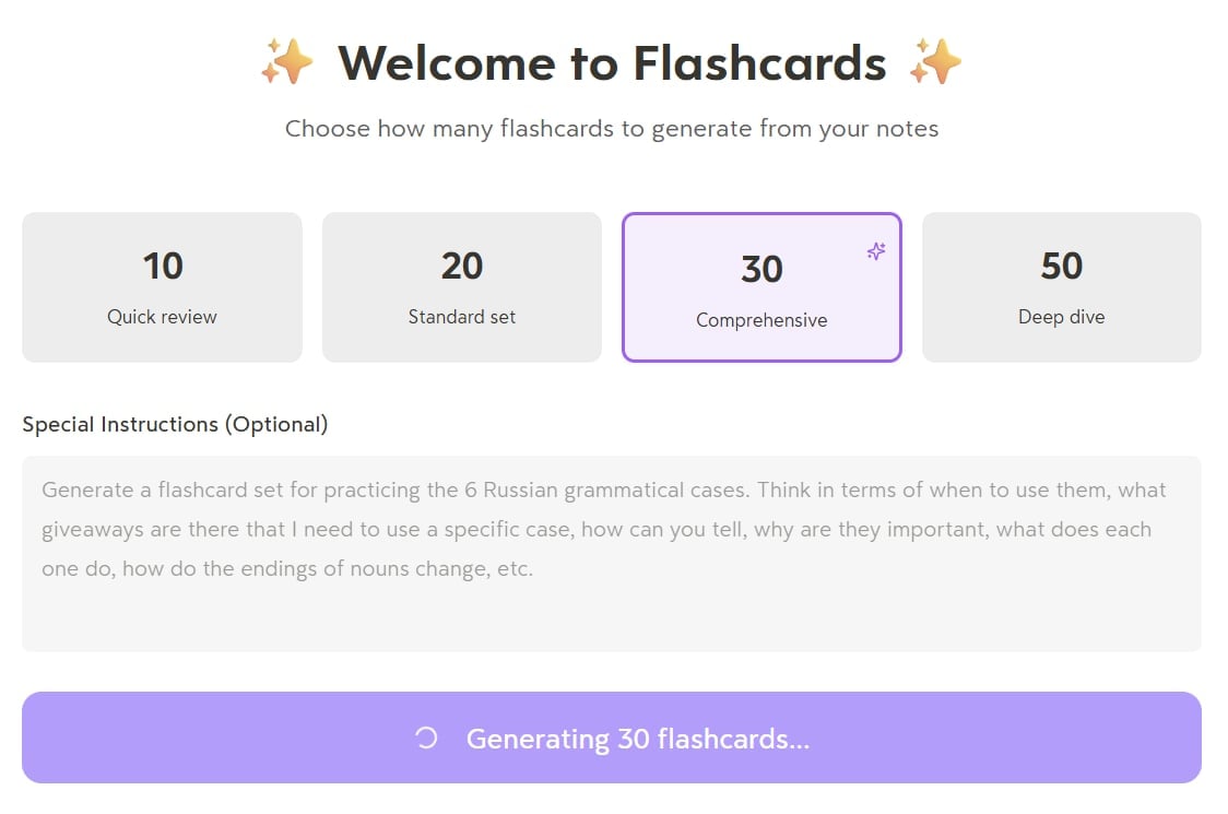 Turbo AI flashcards for PDFs prompt.