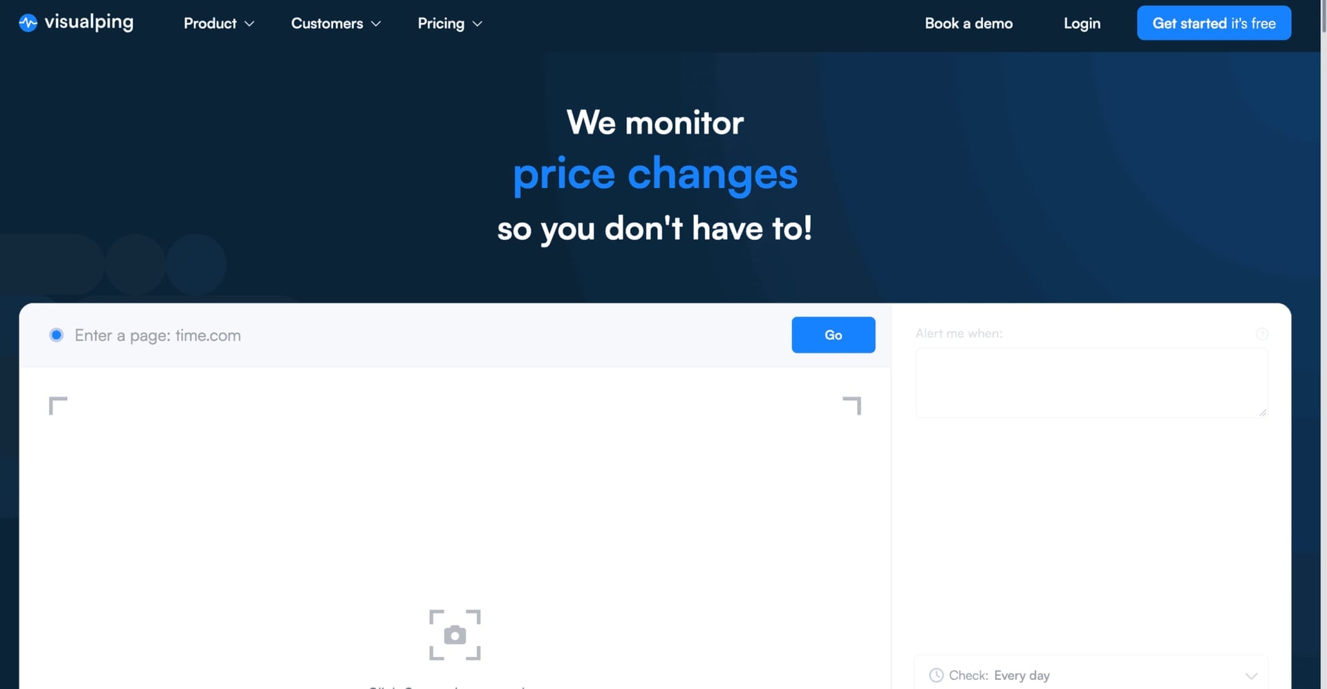 Visualping website monitoring tool
